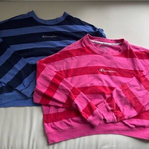 Champion Women's Athletic Shorts - Red and Blue Stripes